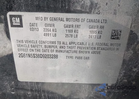 2013 Cadillac Xts Standard z USA, uszkodzony, nr VIN 2G61N5S38D9203288